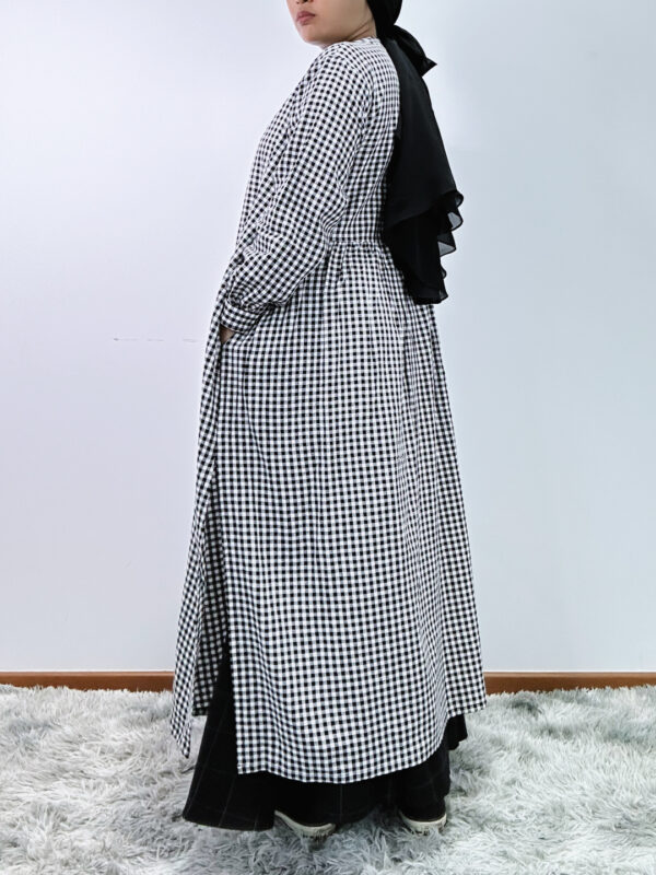 Back Gather Tunic in Checked Black Back