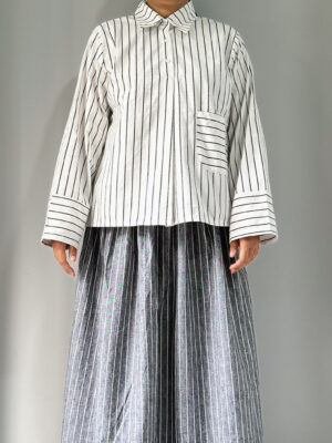 Collared Top in Black Stripe